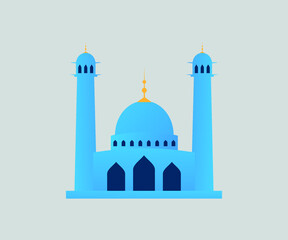 Ramadan kareem mosque blue,golden,colorful premium vector graphic