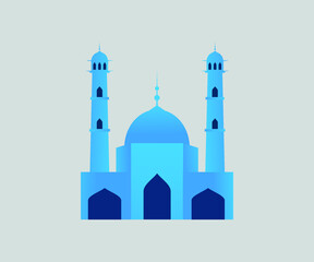 Ramadan kareem mosque blue,golden,colorful premium vector graphic
