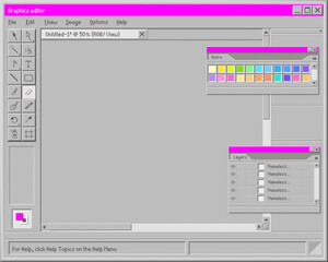 Retro graphic editor interface. Custom old drawing and web art program with color display online tools software for designers and vector illustrators.