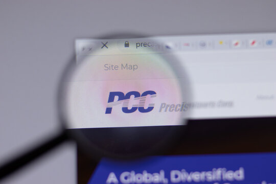 New York, USA - 18 March 2021: Precision Castparts Corp PCC company logo icon on website, Illustrative Editorial.