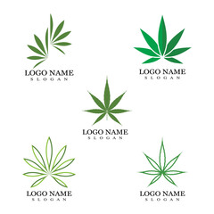 Cannabis marijuana hemp leaf logo and symbol