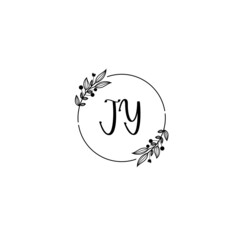 JY initial letters Wedding monogram logos, hand drawn modern minimalistic and frame floral templates