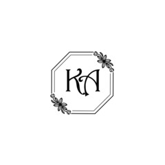 KA initial letters Wedding monogram logos, hand drawn modern minimalistic and frame floral templates