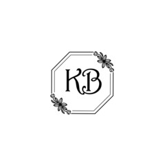 KB initial letters Wedding monogram logos, hand drawn modern minimalistic and frame floral templates