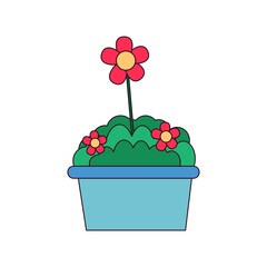 Isolated flowers in a pot icon - Vector