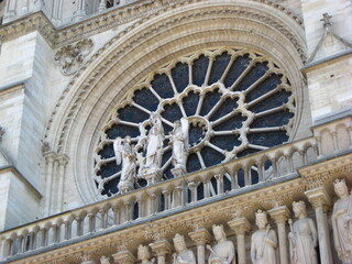A view of Notre-Dame de Paris cathedral on a sunny day, Paris, France