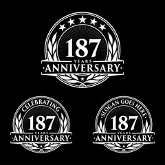 187 years anniversary collection logotype. Vector and illustration. 
