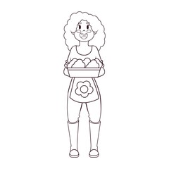 Isolated woman with a pot plant - Vector