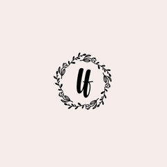 LF initial letters Wedding monogram logos, hand drawn modern minimalistic and frame floral templates