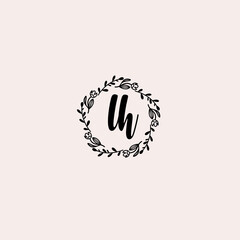 LH initial letters Wedding monogram logos, hand drawn modern minimalistic and frame floral templates