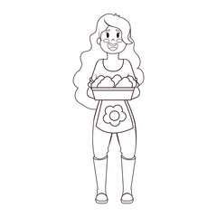 Isolated woman with a pot plant - Vector