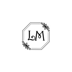 LM initial letters Wedding monogram logos, hand drawn modern minimalistic and frame floral templates