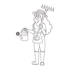 Isolated woman with garden tools - Vector illustration