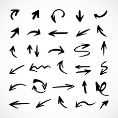 Vector set of hand-drawn arrows, elements for presentation