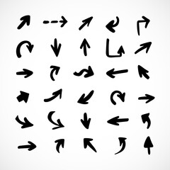 Vector set of hand-drawn arrows, elements for presentation