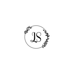 LS initial letters Wedding monogram logos, hand drawn modern minimalistic and frame floral templates