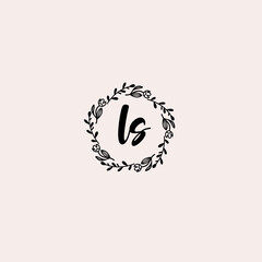 LS initial letters Wedding monogram logos, hand drawn modern minimalistic and frame floral templates