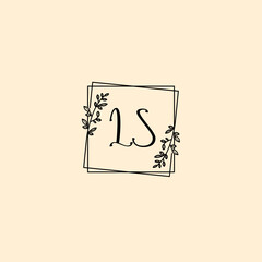 LS initial letters Wedding monogram logos, hand drawn modern minimalistic and frame floral templates