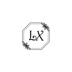 LX initial letters Wedding monogram logos, hand drawn modern minimalistic and frame floral templates