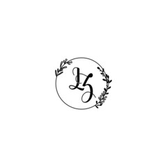 LZ initial letters Wedding monogram logos, hand drawn modern minimalistic and frame floral templates