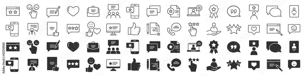 Poster feedback excellent icons collection in two different styles