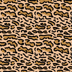 Vector seamless pattern of ocelot cat skin. Background design, textile decoration, animalistic print.
