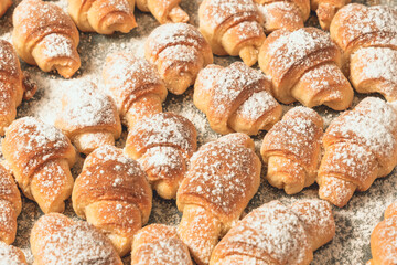 Homemade cakes, on a baking sheet fresh baked in the oven bagels made of cottage cheese dough...