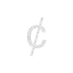 The cent symbol filled with black dots. Pointillism style. Vector illustration on white background