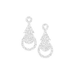 The earrings symbol filled with black dots. Pointillism style. Vector illustration on white background