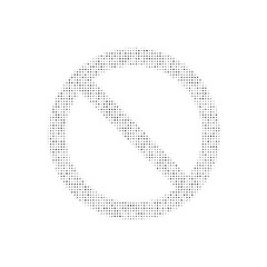 The stop symbol filled with black dots. Pointillism style. Vector illustration on white background