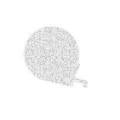 The tape measure symbol filled with black dots. Pointillism style. Vector illustration on white background