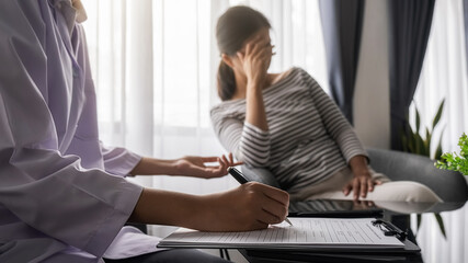 Psychiatrist or professional psychologist consulting on diagnostic examination disease or mental...