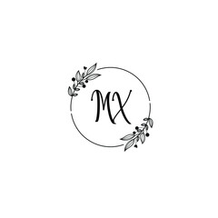 MX initial letters Wedding monogram logos, hand drawn modern minimalistic and frame floral templates