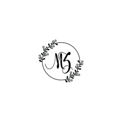 MZ initial letters Wedding monogram logos, hand drawn modern minimalistic and frame floral templates