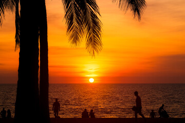 Beautiful sunset time at Surin Beach, Phuket Island, Thailand.