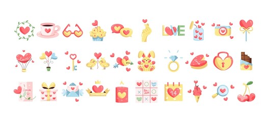 Obraz premium Set of valentines day icons - Vector illustration