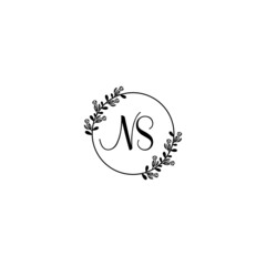 NS initial letters Wedding monogram logos, hand drawn modern minimalistic and frame floral templates