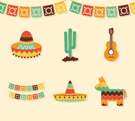 Naklejka premium mexican festive set