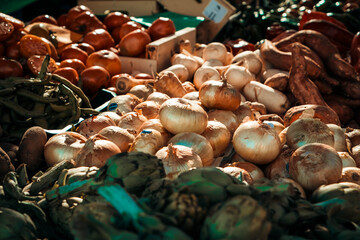 Cebollas en un mercado de Barcelona