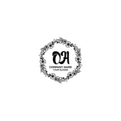 OA initial letters Wedding monogram logos, hand drawn modern minimalistic and frame floral templates