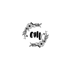 OM initial letters Wedding monogram logos, hand drawn modern minimalistic and frame floral templates