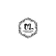 OL initial letters Wedding monogram logos, hand drawn modern minimalistic and frame floral templates