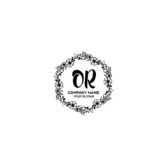 OR initial letters Wedding monogram logos, hand drawn modern minimalistic and frame floral templates