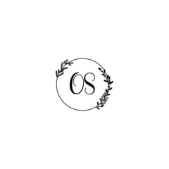 OS initial letters Wedding monogram logos, hand drawn modern minimalistic and frame floral templates