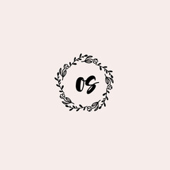OS initial letters Wedding monogram logos, hand drawn modern minimalistic and frame floral templates