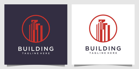 Building logo design template with creative circle concept. logo design for construction