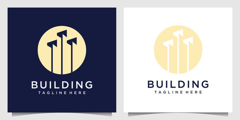 Building logo design template with creative circle concept