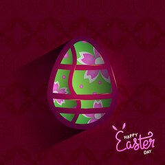 Easter card with paper cut egg shape design vector