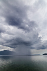 USA, Washington, Seabeck. Rainstorm over Hood Canal.