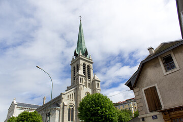 Fototapeta premium city cathedral architecture building Aix les bains town France Savoie region 
